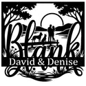 Schriftzug BLANK – David & Denise am See mit zwei Malinois