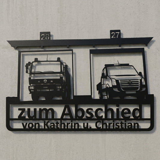 Abschieds-Wandschild mit Widmung