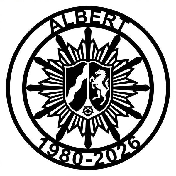 Rundes Polizei-NRW Wappenschild – Albert 1980–2026 Steelmonks