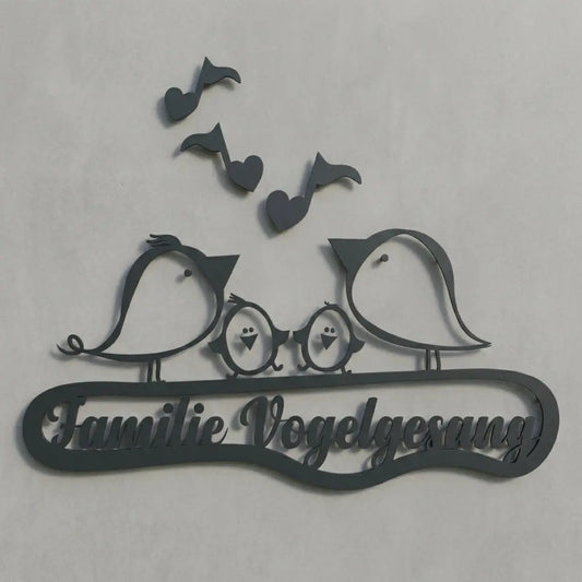 Familienschild Musiknoten – Familie Vogelgesang Steelmonks