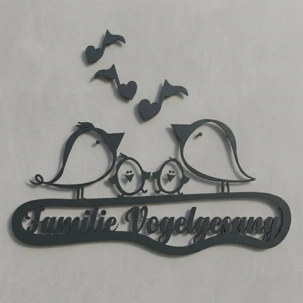Familienschild Musiknoten – Familie Vogelgesang Steelmonks