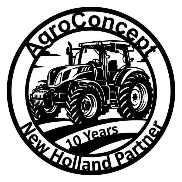 Rundes Traktor-Wandschild – AgroConcept 10 Years New Holland Partner Steelmonks