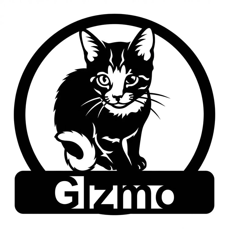 Rundes Katzen-Emblem „Gizmo“ Steelmonks