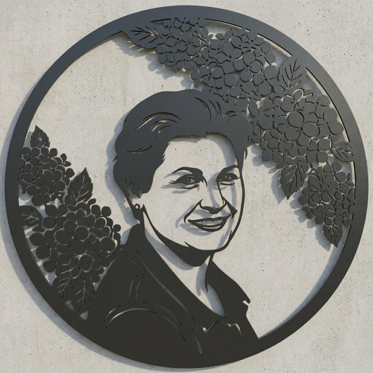 Rundes Hortensien-Porträt Wandschild