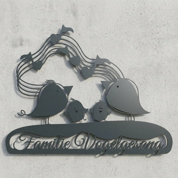 Musik-Wandschild Familie Vogelgesang Steelmonks