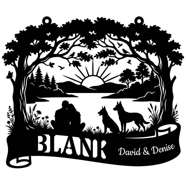 Baumkrone-Wandschild mit Schriftrolle – BLANK