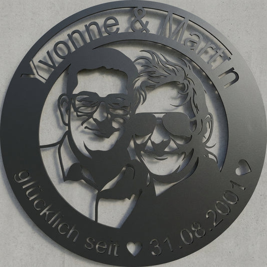 Rundes Paar-Emblem – Yvonne & Martin