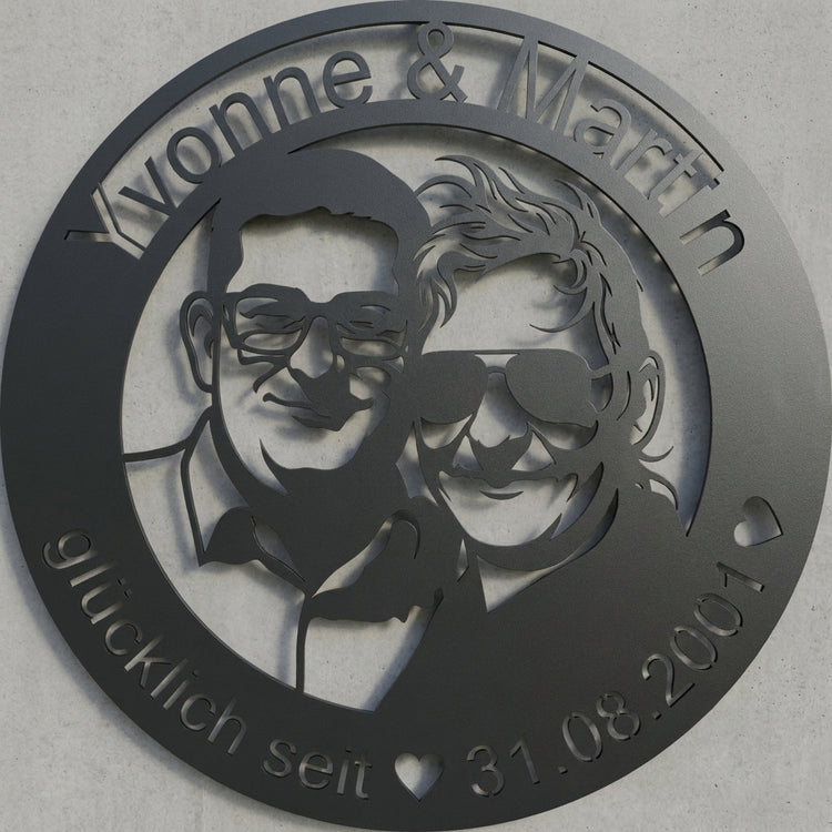 Rundes Paar-Emblem – Yvonne & Martin