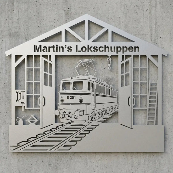 E‑Lok E251 Lokschuppen Wandschild Steelmonks