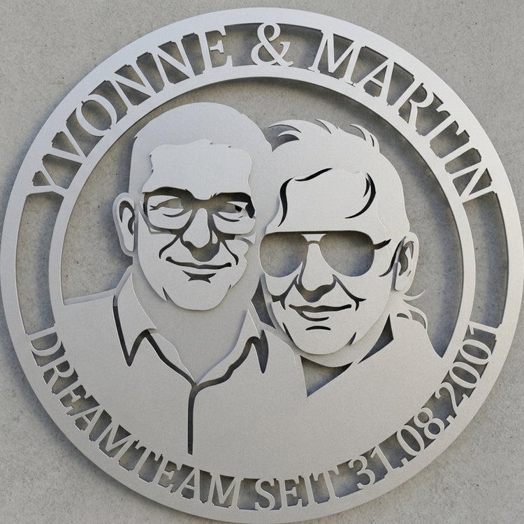 Ovales Partnerschild Yvonne & Martin