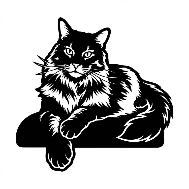 Katzen-Silhouette Wandschild Steelmonks