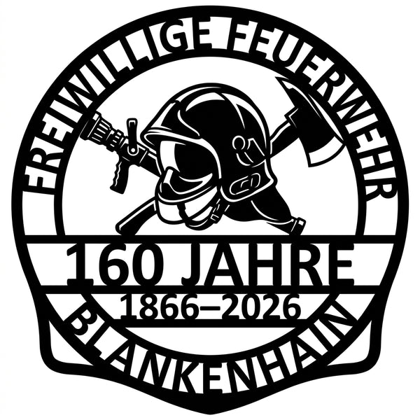 Feuerwehr-Wappenschild Blankenhain – 160 Jahre (1866–2026)