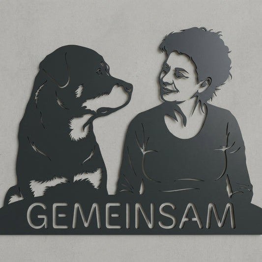 Wandschild Gemeinsam – Hund & Person