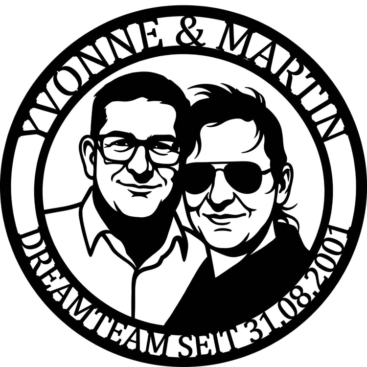Ovales Partnerschild Yvonne & Martin