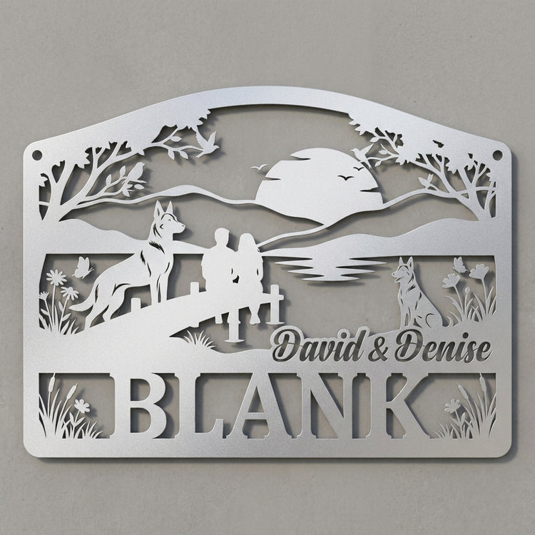 Panorama-Wandschild Paar am See – BLANK