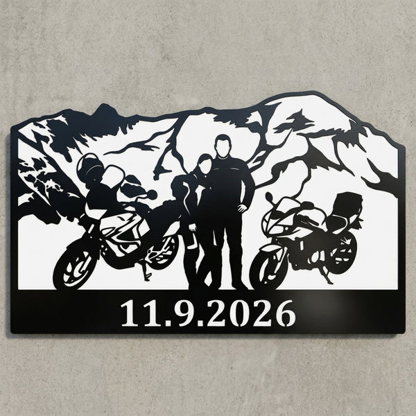 Panorama-Wandschild Motorrad & Berge