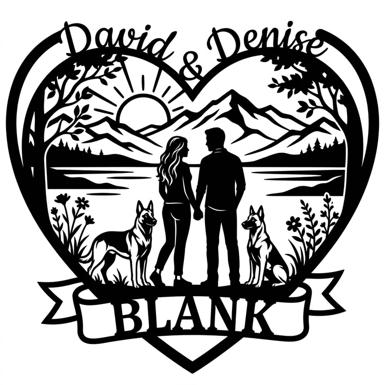 Herz-Wandschild Pärchen mit Malinois – David & Denise, BLANK