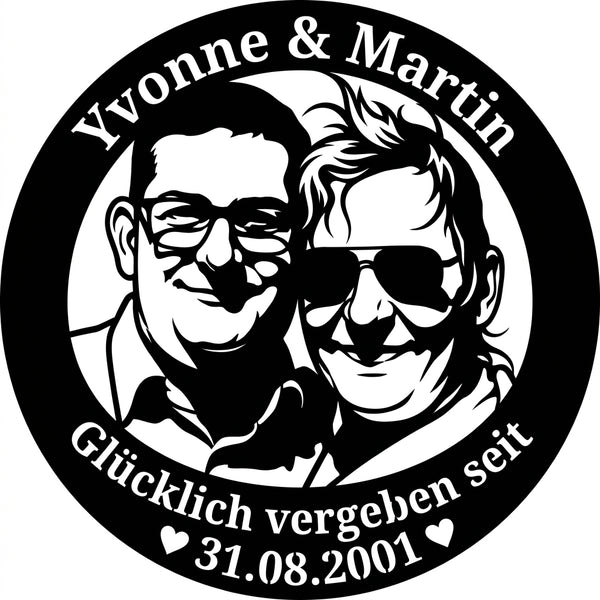 Ovales Partnerschild Yvonne & Martin