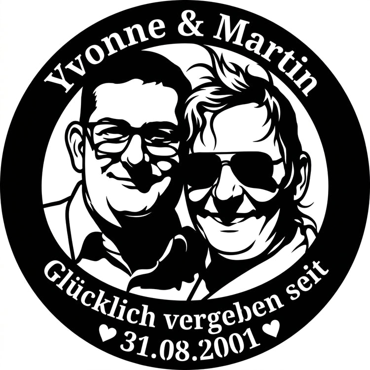 Ovales Partnerschild Yvonne & Martin