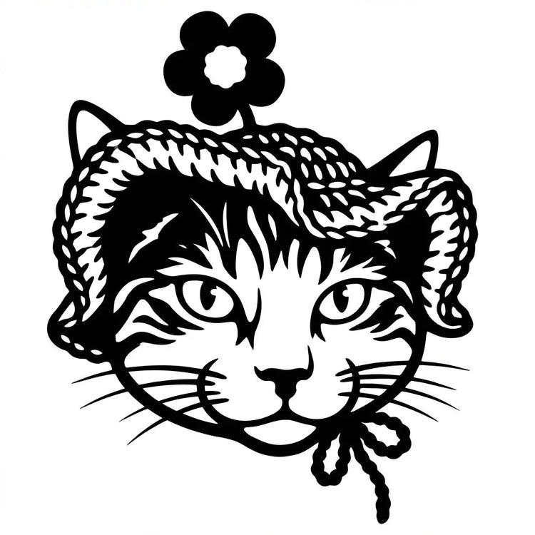 Wandschild Katzenkopf mit Hut (Tigermuster) Steelmonks