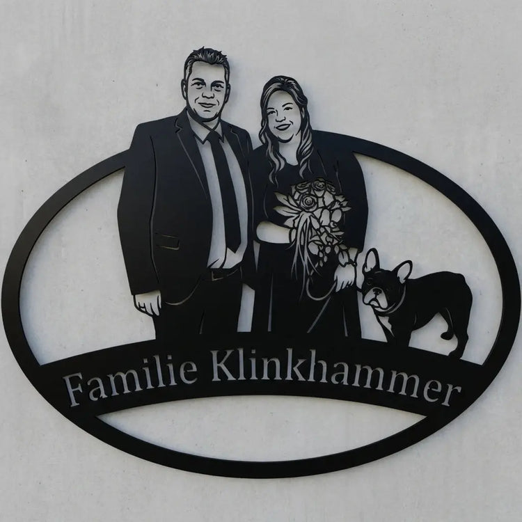 Familie Klinkhammer – Familienschild mit Französischer Bulldogge