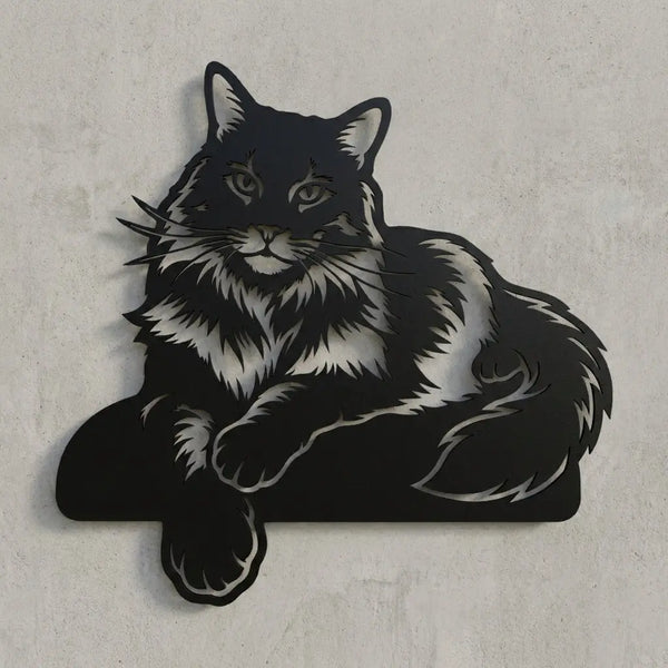 Katzen-Silhouette Wandschild Steelmonks
