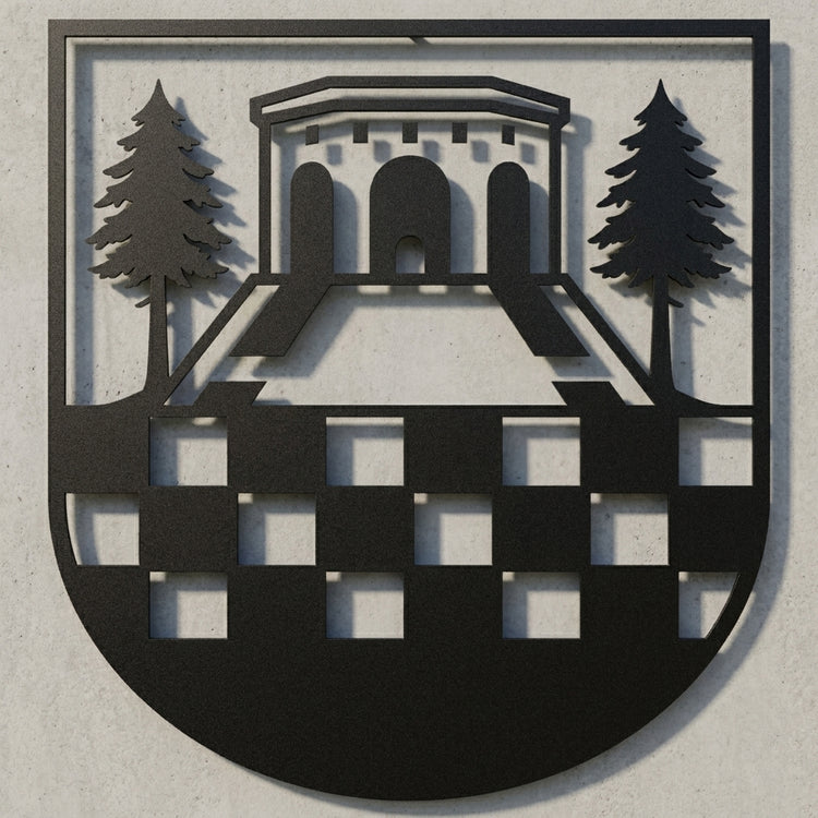 Wappen mit Bäumen – Metall-Wandschild