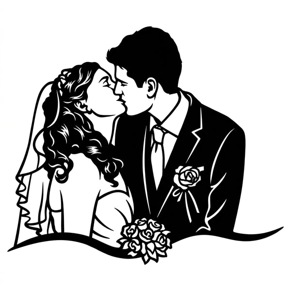 Hochzeitspaar Silhouette – Metall-Wandschild