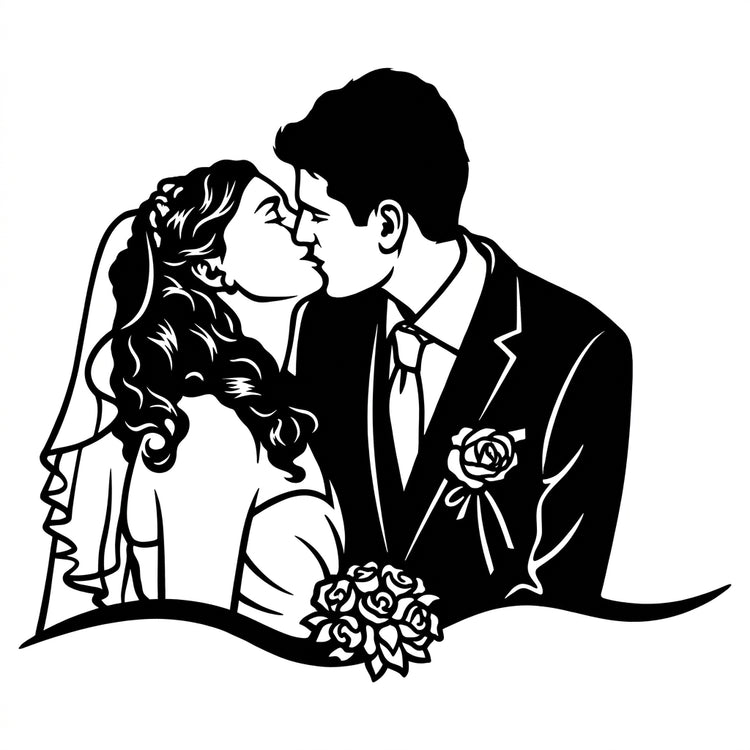 Hochzeitspaar Silhouette – Metall-Wandschild
