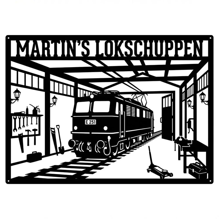 Martin’s Lokschuppen – E‑Lok E 251 Wandschild Steelmonks