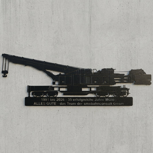 Kran Silhouette mit Jubiläumstext