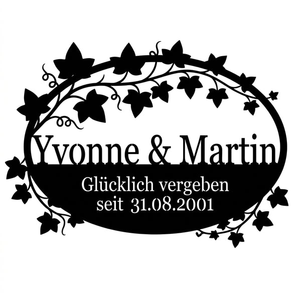 Efeu-Wandschild Yvonne & Martin
