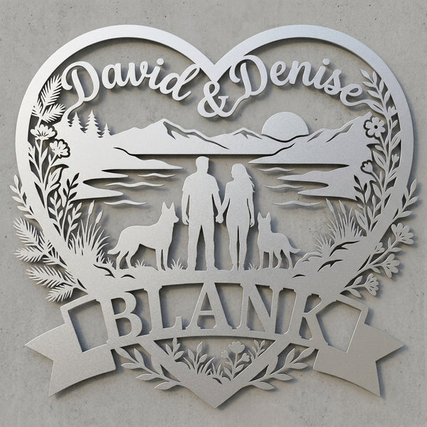 Herz-Wandschild Paar mit zwei Malinois – David & Denise, BLANK