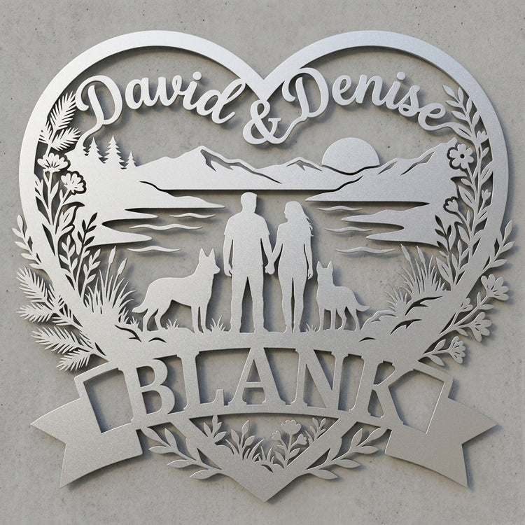 Herz-Wandschild Paar mit zwei Malinois – David & Denise, BLANK
