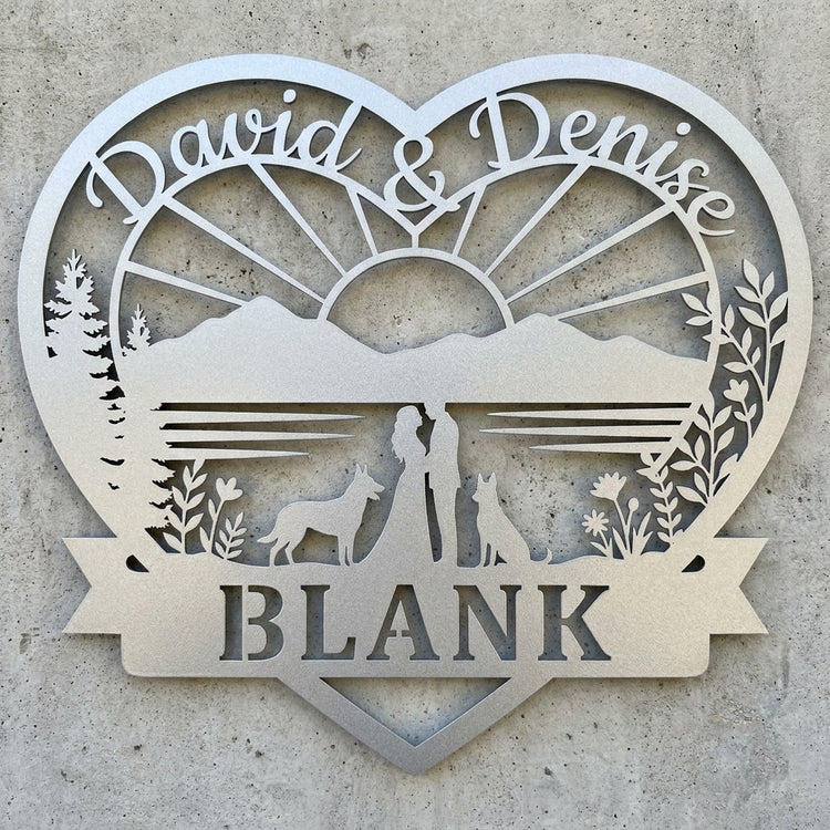 Herzschild Paar mit zwei Malinois – David & Denise / BLANK