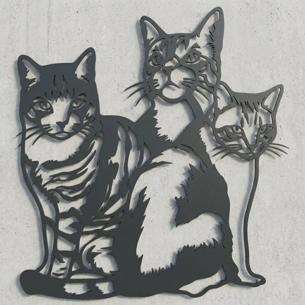 Familienschild Drei Katzen Steelmonks