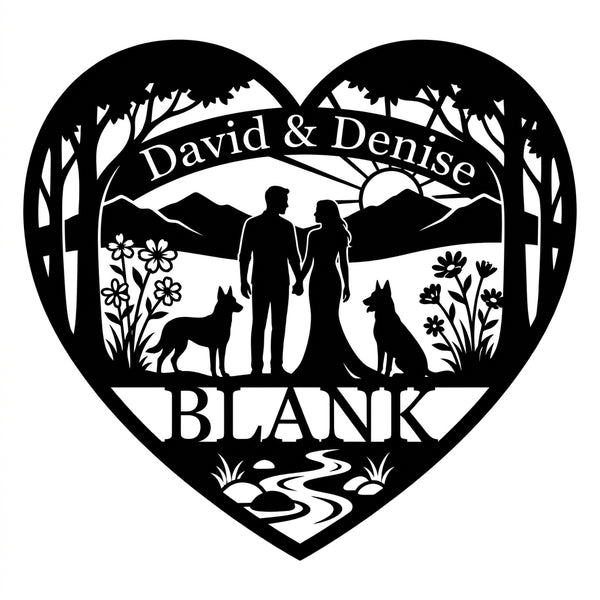 Herz-Wandschild David & Denise – BLANK