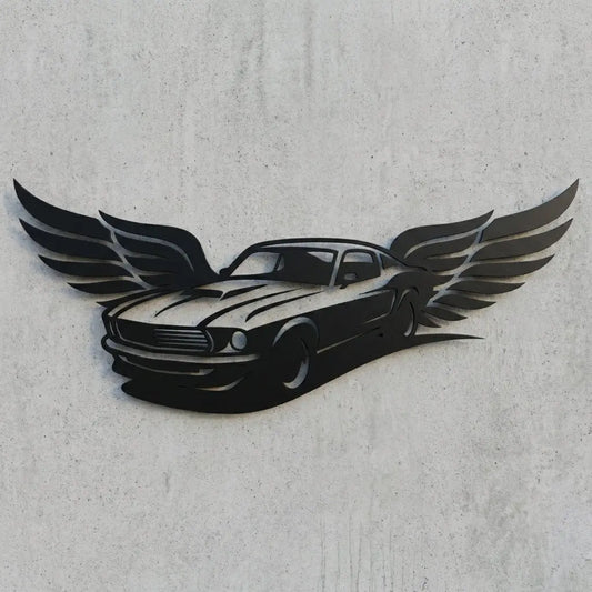 Emblem-Wandschild Auto mit Flügeln Steelmonks