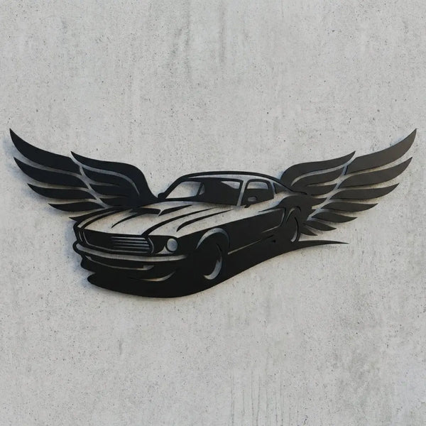 Emblem-Wandschild Auto mit Flügeln Steelmonks