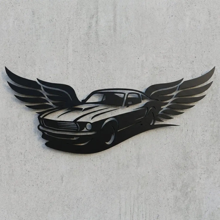 Emblem-Wandschild Auto mit Flügeln