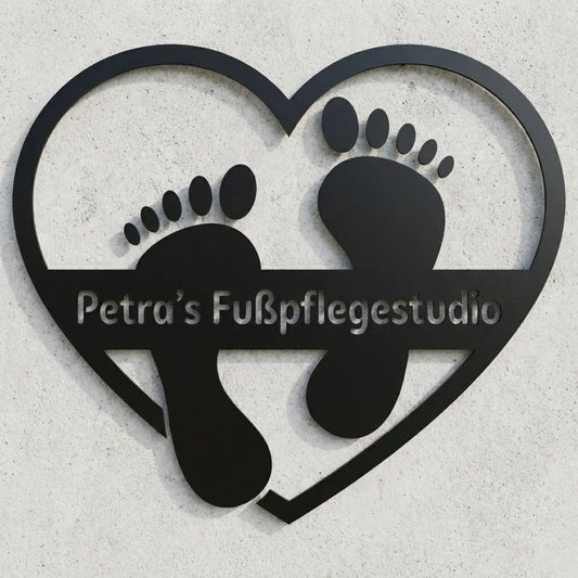 Wandschild Petra's Fußpflegestudio Steelmonks