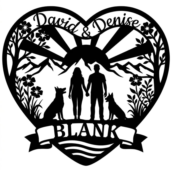 Herz-Wandschild Paar mit zwei Malinois – David & Denise, BLANK