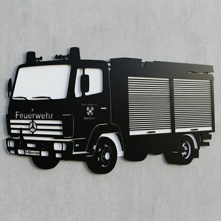 Metall Wandschild Fahrzeug Silhouette – Feuerwehr