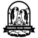 Pinguin-Familien-Wandschild mit Namen