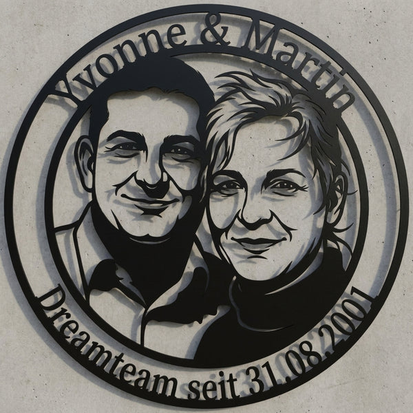 Ovales Partnerschild Yvonne & Martin