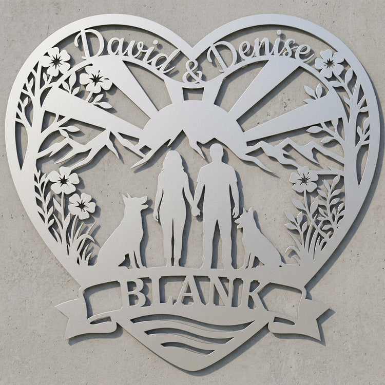 Herz-Wandschild Paar mit zwei Malinois – David & Denise, BLANK