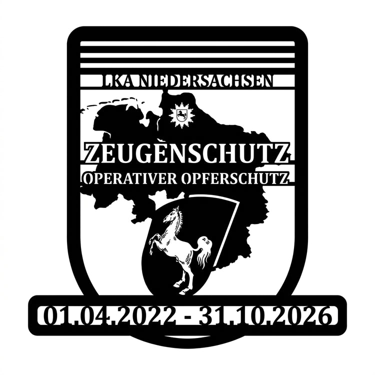 Emblem-Wandschild mit Datum 01.04.2022–31.10.2026