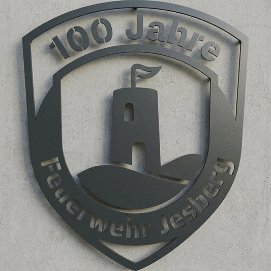 100 Jahre Feuerwehr Jesberg – Emblem-Wandschild