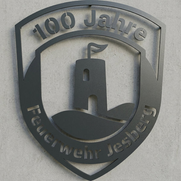 100 Jahre Feuerwehr Jesberg – Emblem-Wandschild