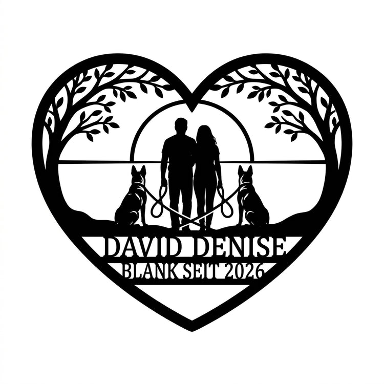 Herzschild Paar mit Malinois – Hochzeit
